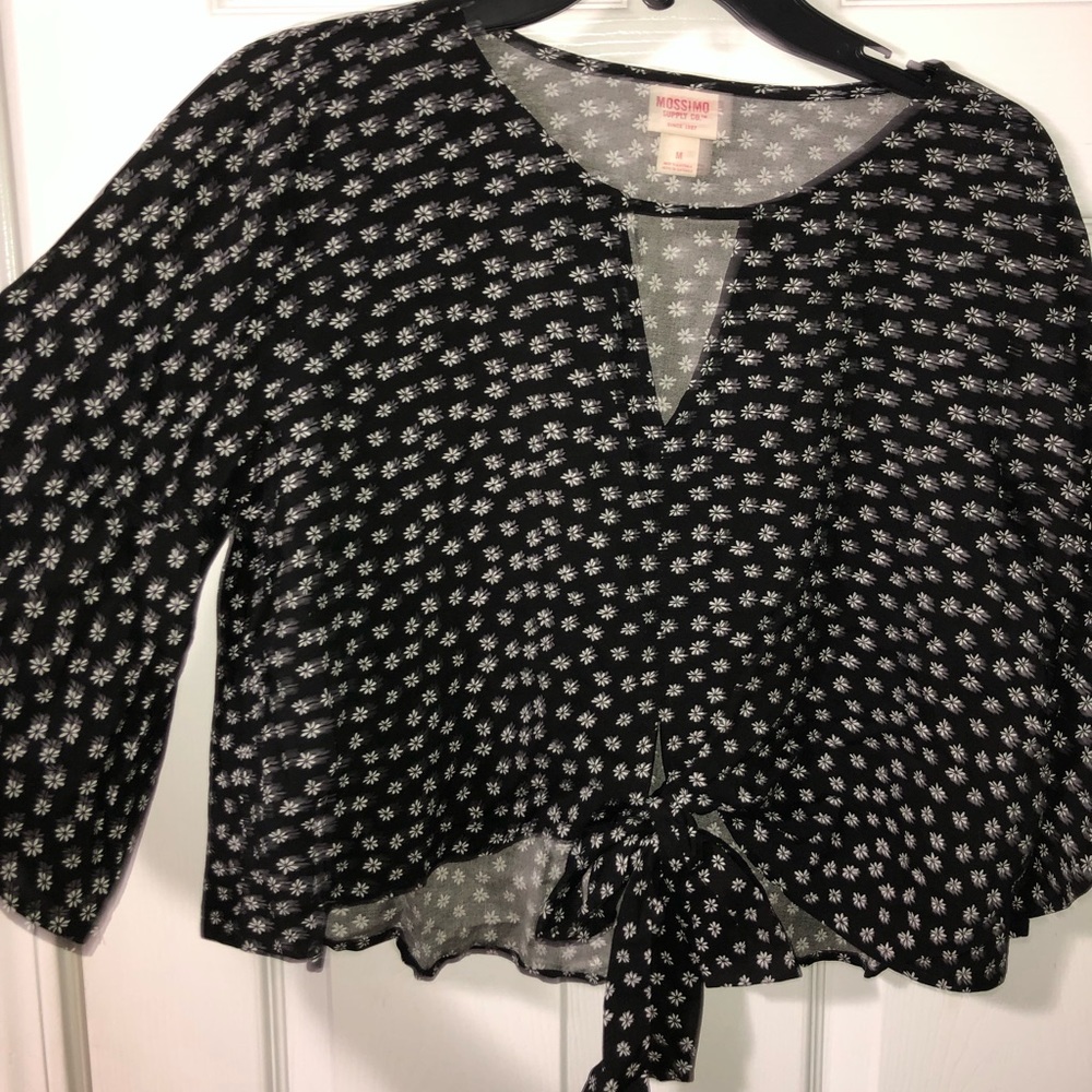 Flower Patterned Flowy Long Sleeve Shirt